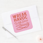 Carré Pink Snarky Wreak Havoc avec Sass & Beauty Sticker (Enveloppe)