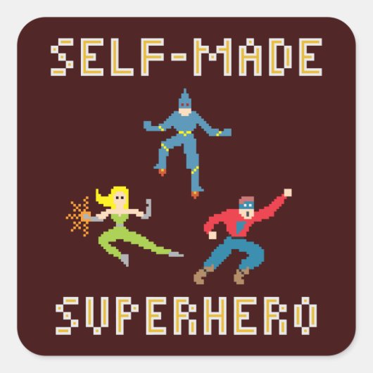 Carré Pixel Art Superhero - Sticker (Devant)