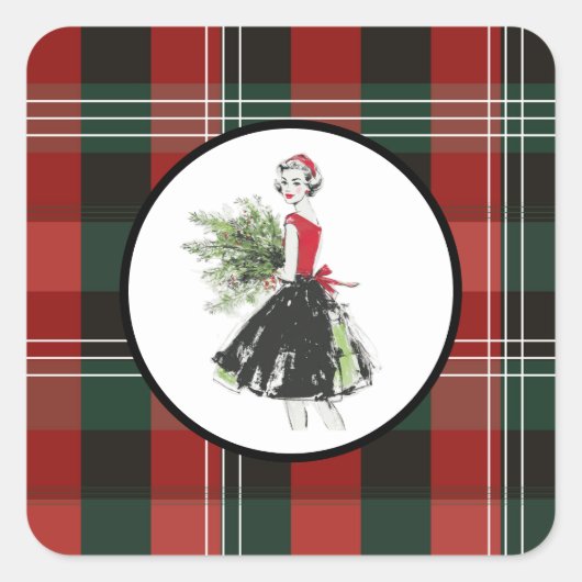 Carré Plaid Christmas Sticker (Devant)