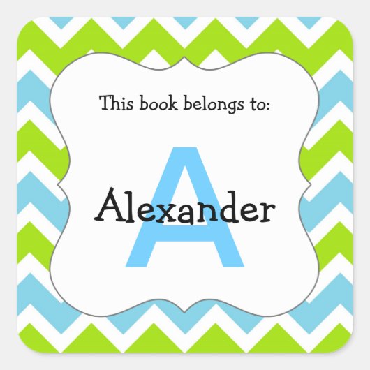 Carré Plaque de réservation Chevron Monogram Sticker ble (Devant)