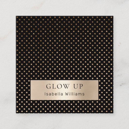 Carré Points modernes Noir Gold (Imitat) Carte de visite (Devant)