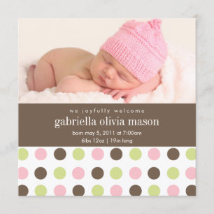 Carré Polkadot Faire-part de naissance