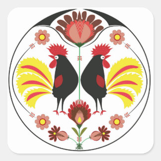 Carré Polonais Avec Coq Décoratif, Sticker
