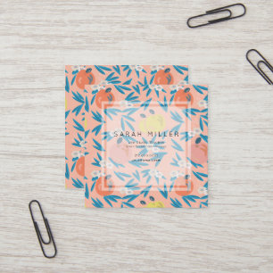 Carré Pomme rose motif floral enseignant Carte de visite