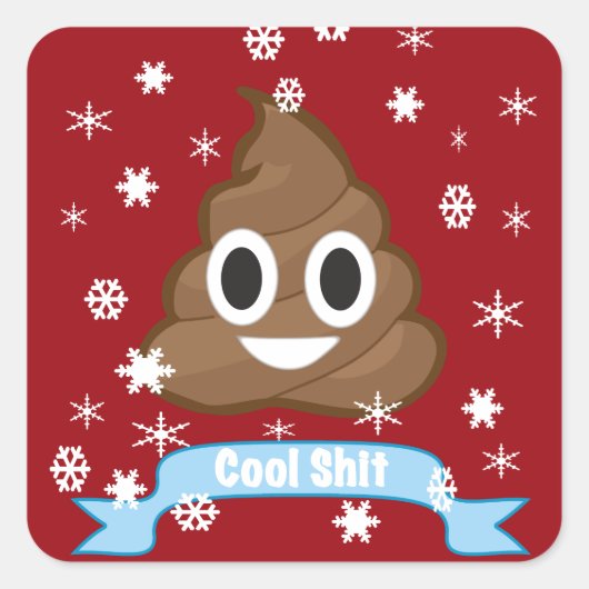 Carré Poop Emoji Funny Christmas sticker (Devant)