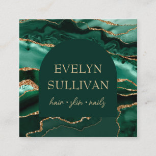 Carré Porte vert émeraude et carte de visite d'arc