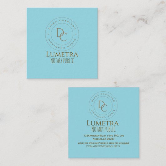 Carré professionnel Notaire Carte de visite public (Devant / Derrière)