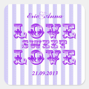 Carré Purple Candy Stripe LOVE SWEET LOVE sticker