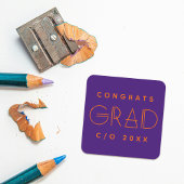 Carré Purple Orange Grad Typography Graduation Sticker