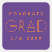 Carré Purple Orange Grad Typography Graduation Sticker (Devant)