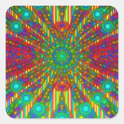 Carré Radiant Spectrum Burst Kaleidoscope Sticker (Devant)