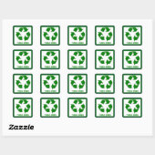 Carré Recycler Pensez Sticker vert (Feuille)