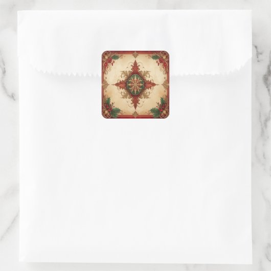 Carré Red Decorative Holiday Sticker (Sac)