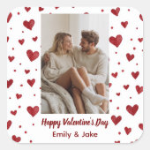 Carré Red Hearts Pattern Valentine's Day Custom Sticker (Devant)