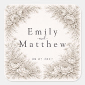 Carré Regency Botanical Engraving Wedding Sticker Set (Devant)