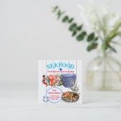 Carré restaurant de fruits de mer QR carte de visite (Debout devant)