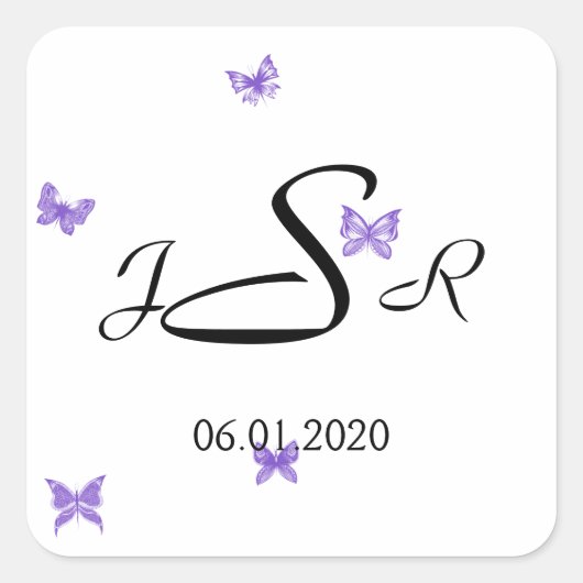 Carré Rêves de papillon : Sticker violet Monogram (Devant)