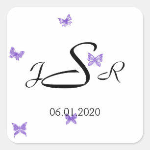 Carré Rêves de papillon : Sticker violet Monogram