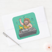 Carré Rock Stone Age Caveman Music Sticker DJ (Enveloppe)