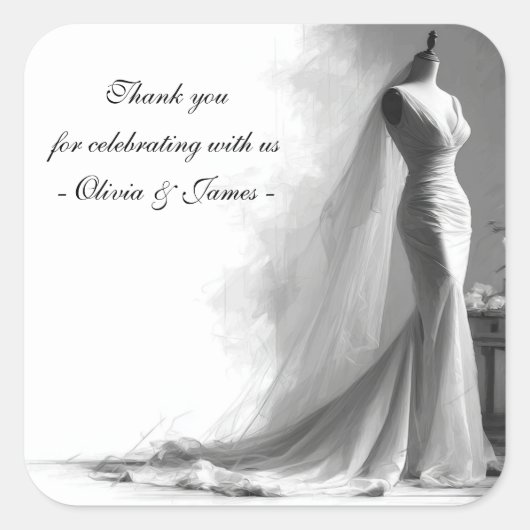 Carré Romantic Bridal Sketch Wedding Sticker - Perfume (Devant)