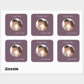 Carré Romantic Personalized Couple Photo & Names Sticker (Feuille)