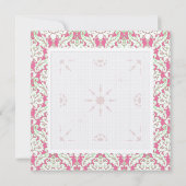 Carré rose et vert Damask Invitation de fête de va (Dos)