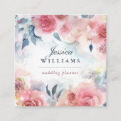 Carré Rose rouge roses Boho Carte de visite floral (Devant)