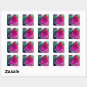 Carré Rose rouge - Sticker Merci (Feuille)