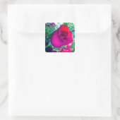 Carré Rose rouge - Sticker Merci (Sac)