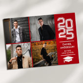 Carré rouge photo moderne Varsity Grad Faire-part
