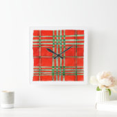 CARRÉ ROUGE SCOTT TARTAN Acrylique Horloge murale (Maison)
