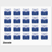 Carré Royal Blue, Blanc Coeurs Joints Favoriser Sticker (Feuille)