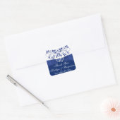 Carré Royal Blue, Blanc Coeurs Joints Favoriser Sticker (Enveloppe)