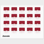 Carré Ruby Rouge et blanc Floral Wedding Favor Sticker (Feuille)