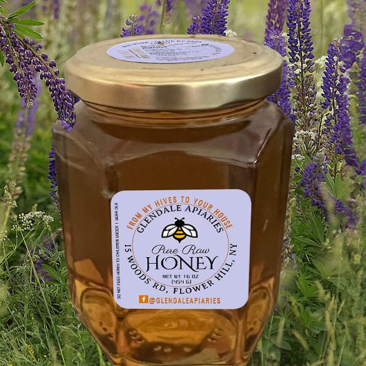 Carré Ruches de la maison Sticker pour le miel cru pur