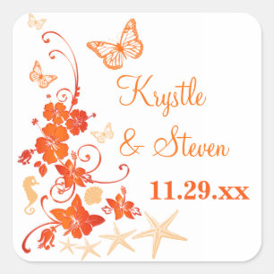 Carré Sable 1,5 po, orange, Sticker Mariage Tropical Bla