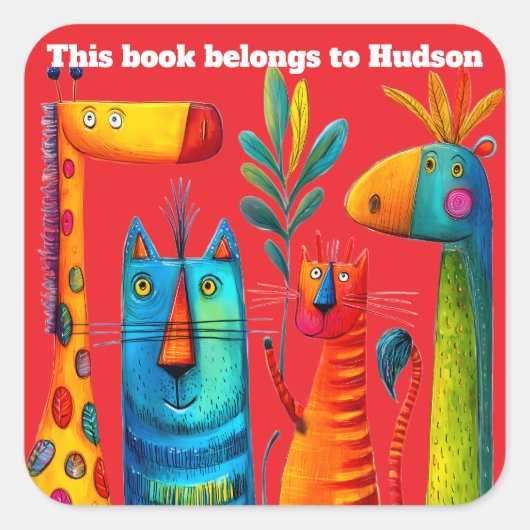 Carré Safari Pals Abstract Sticker (Devant)