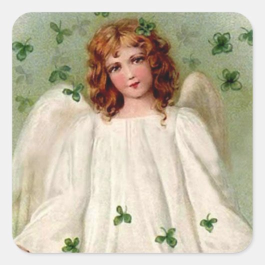 Carré Saint Patrick's Day Angel et Shamrocks sur Sticker (Devant)