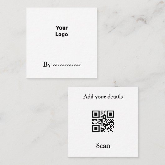 Carré Salon carte de visite ajouter votre logo Q R code  (Devant / Derrière)