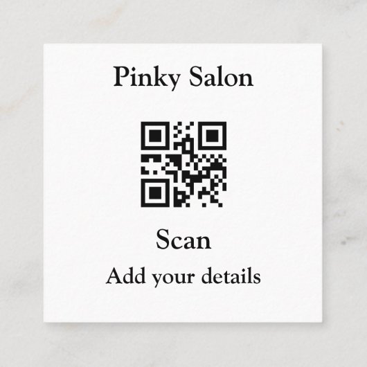 Carré Salon carte de visite ajouter votre logo Q R code  (Dos)