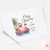 Carré Santa Beach Christmas Gift Tag Sticker (Enveloppe)