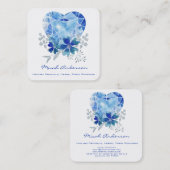 Carré Sapphire Blue Heart Carte de visite (Devant / Derrière)