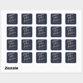 Carré Save the date | Sticker Mariage de script Navy & G (Feuille)