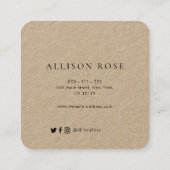 Carré script noir rustique carte de visite maison (Dos)