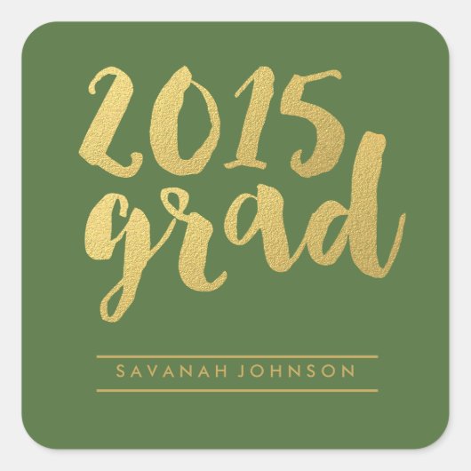 Carré Script or chic | Sticker pour diplômés Green 2015 (Devant)