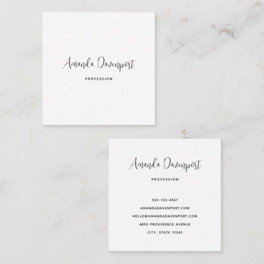 Carré Script tendance + Modèle de carte de visite Dongle (Devant / Derrière)
