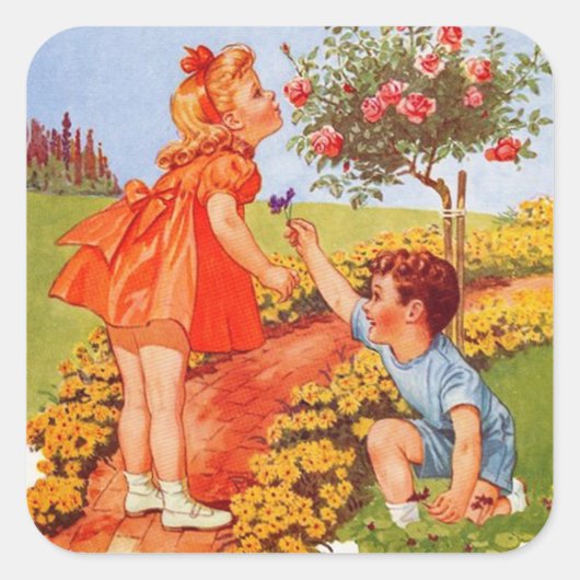 Carré Sentir le Sticker Rose (Devant)