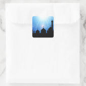 Carré Silhouette de la mosquée avec Sunburst - Sticker (Sac)