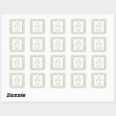 Carré Silly Goose Green Gingham Baby Shower Sticker (Feuille)