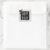 Carré Silver Red Rose Enregistrer le sticker de date (Sac)